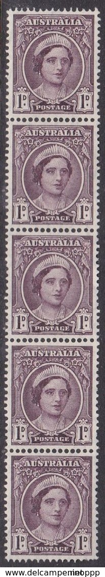 Australia ASC 221 1943 King George VI, Queen 1d Purple Brown, Coil Pair, Mint Never Hinged - Prove & Ristampe