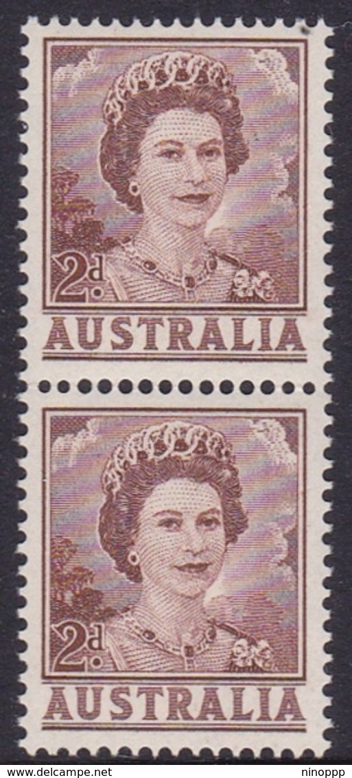 Australia ASC 342 1962 Queen Elizabeth II Definitive 2d Brown, Coil Pair, Used - Proeven & Herdruk