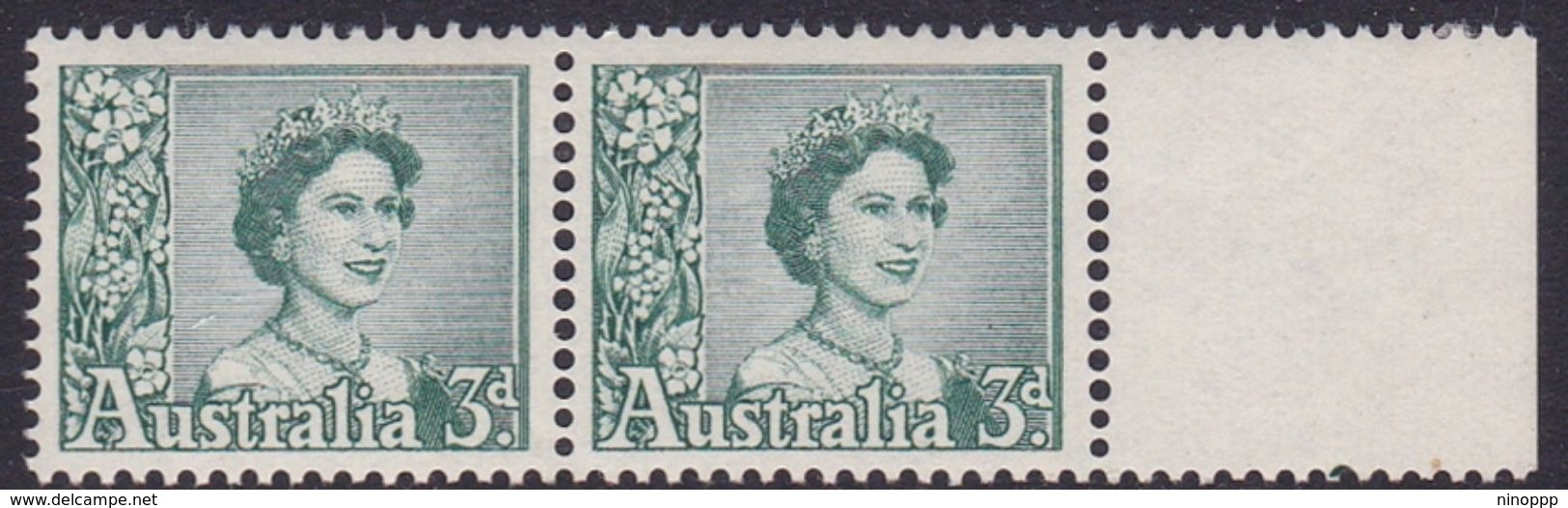 Australia ASC 343 1959 Queen Elizabeth II 3d Blue-green, Coil Pair, Mint Never Hinged - Probe- Und Nachdrucke