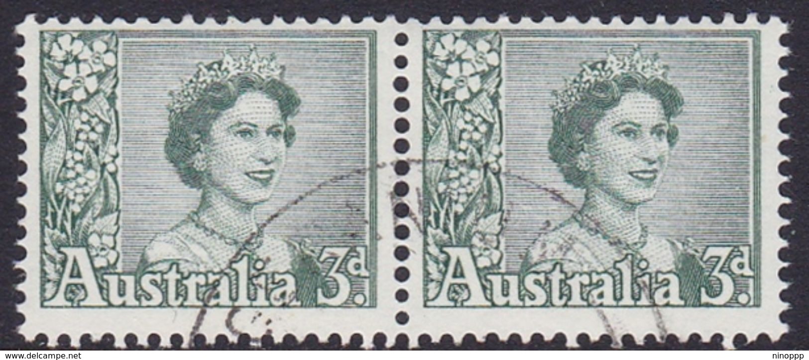 Australia ASC 343 1959 Queen Elizabeth II 3d Blue-green, Coil Pair, Used - Proofs & Reprints