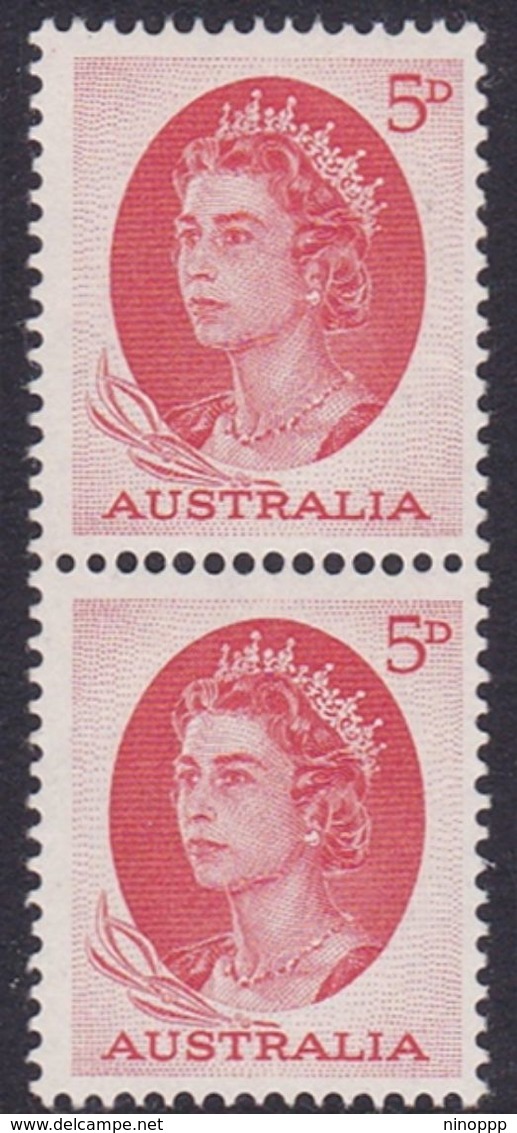 Australia ASC 385 1963 Queen Elizabeth, 5c Red Coil Pair, Mint Never Hinged - Ensayos & Reimpresiones