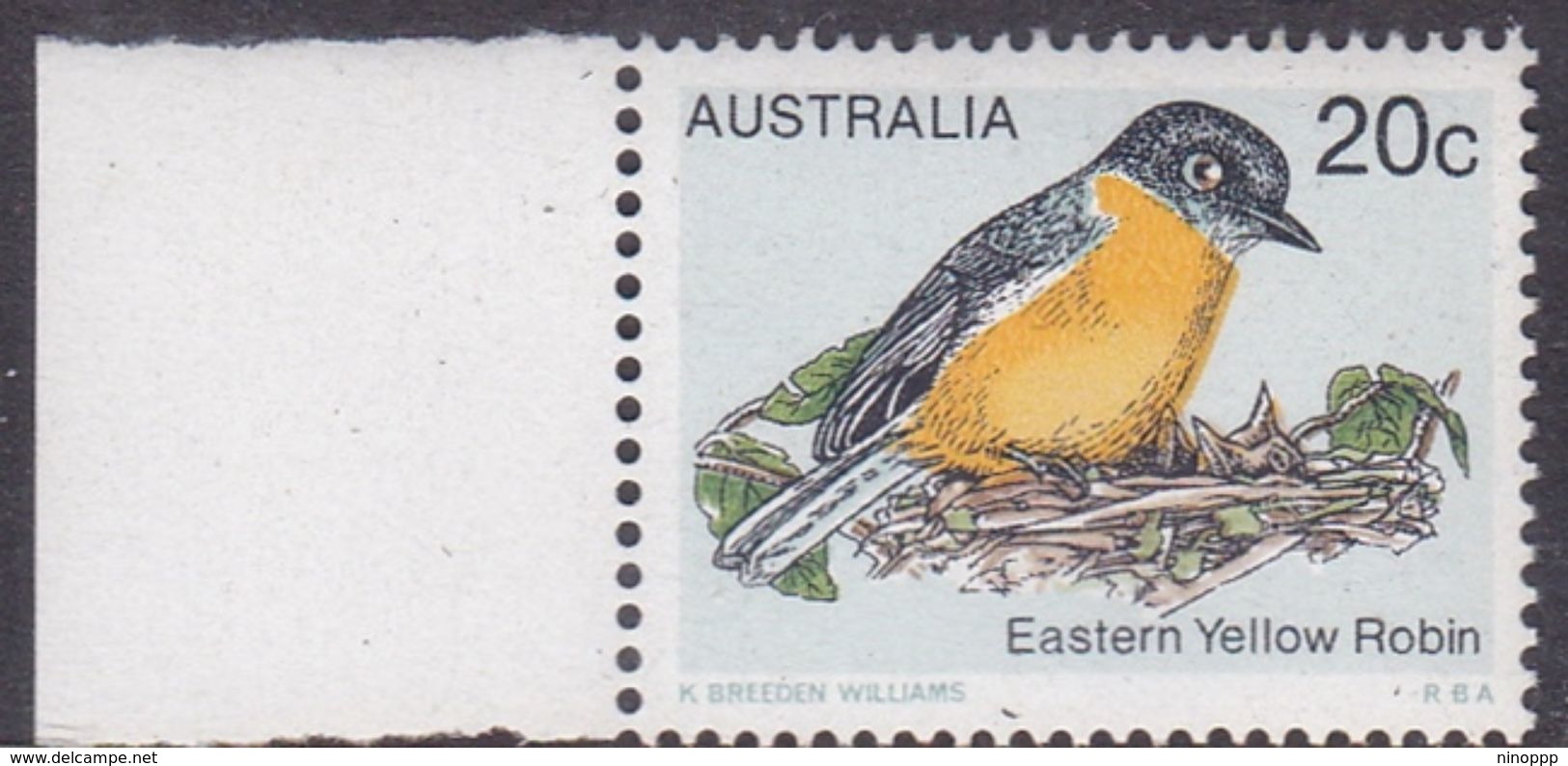 Australia ASC 741 1979 Birds 20c Robin, White Paper, Mint Never Hinged - Essais & Réimpressions