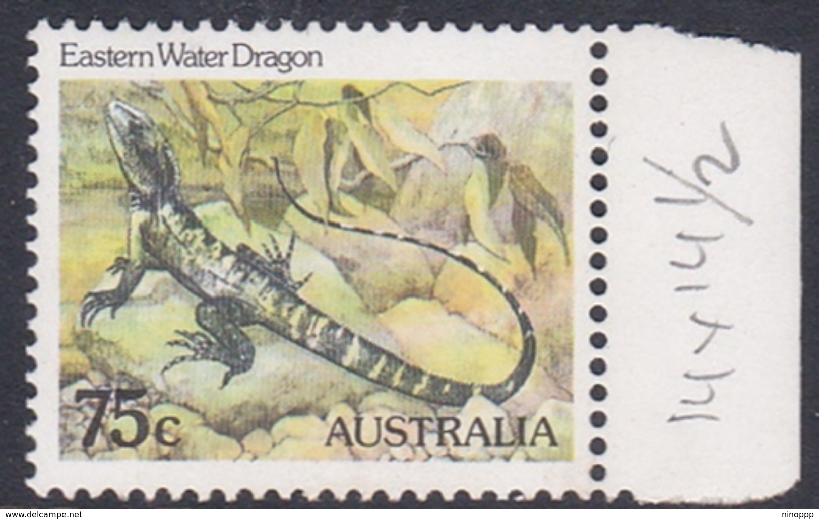 Australia ASC 835a 1982 Animals 75c Water Dragon Perf 14 X 14.5, Mint Never Hinged - Probe- Und Nachdrucke