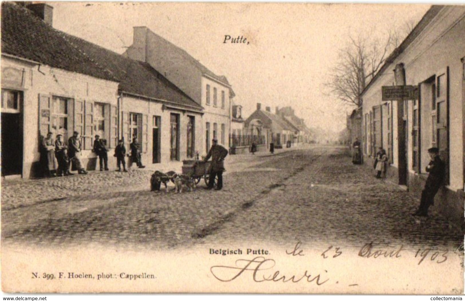 Belgisch Putte 1 CPA  C1903 Attelage De Chiens Hondenkar,  Transport Canine éd HOELEN 369 VENTER Straatverkoper TB - Putte