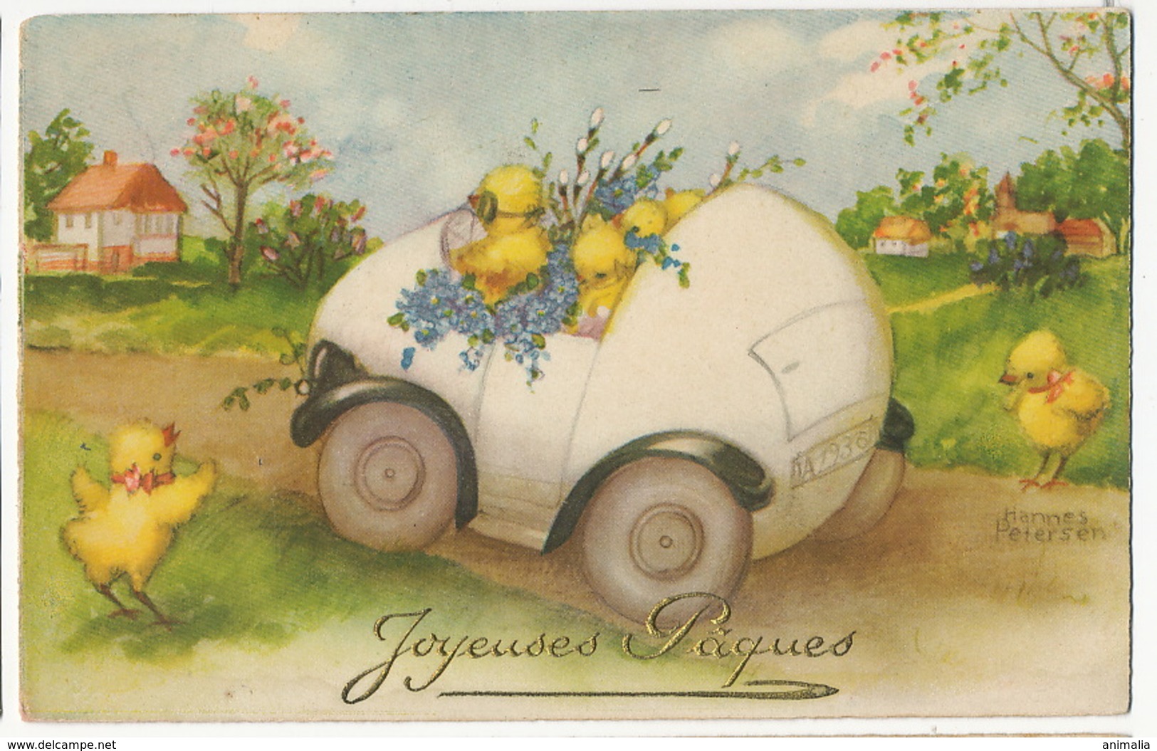 Hannes Petersen Joyeuses Paques Poussins En Voiture Form Oeuf - Petersen, Hannes