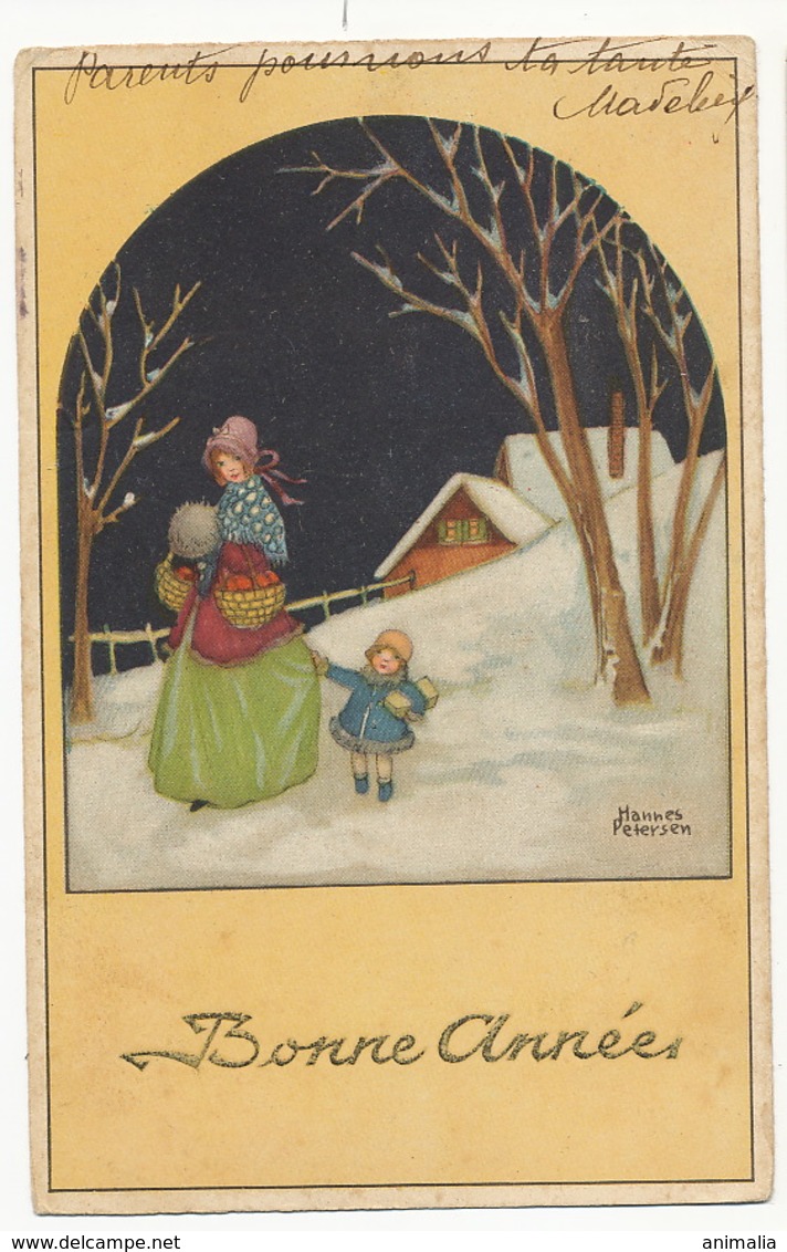 Hannes Petersen  Petite Fille Et Sa Maman Scene Hiver - Petersen, Hannes