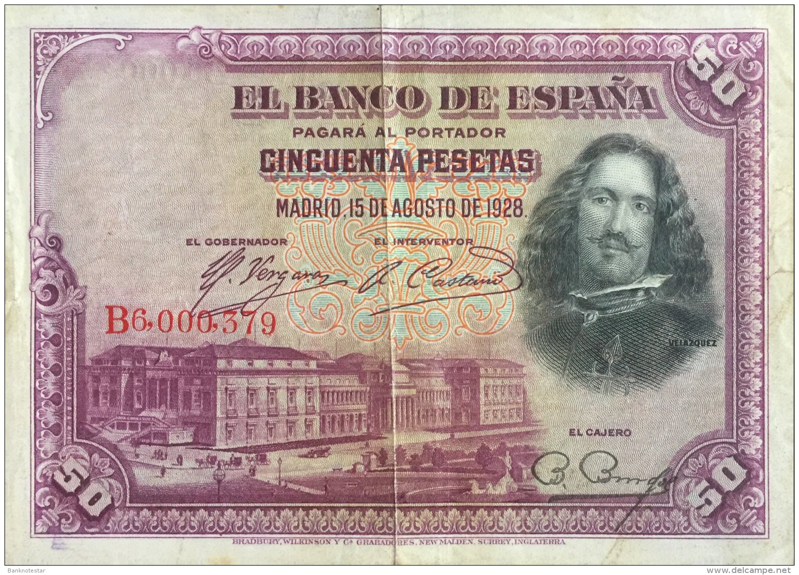 Spain 50 Pesetas, P-75b (15.8.1928) - Fine - 50 Peseten