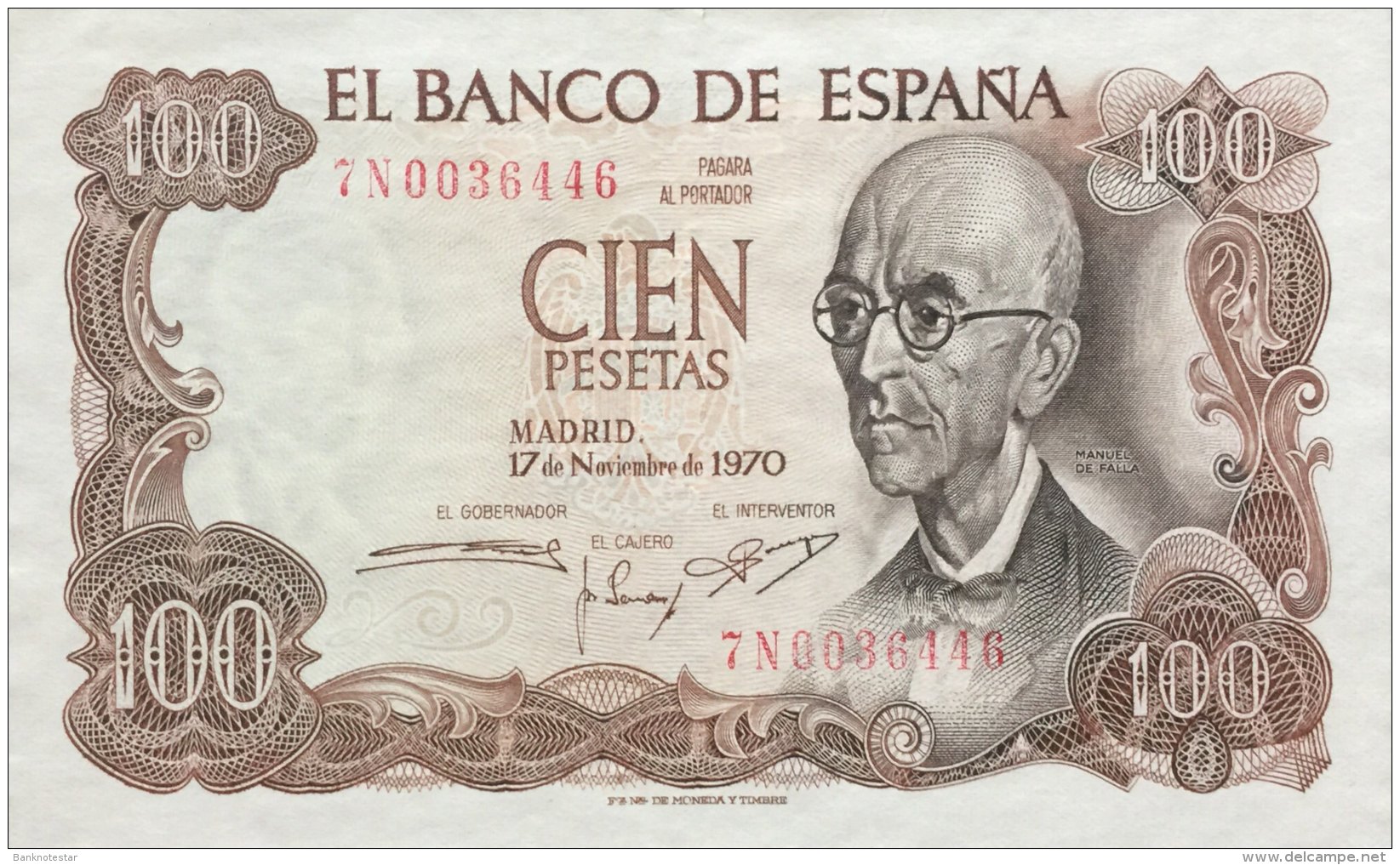 Spain 100 Pesetas, P-152 (17.11.1970) - AU - 100 Pesetas