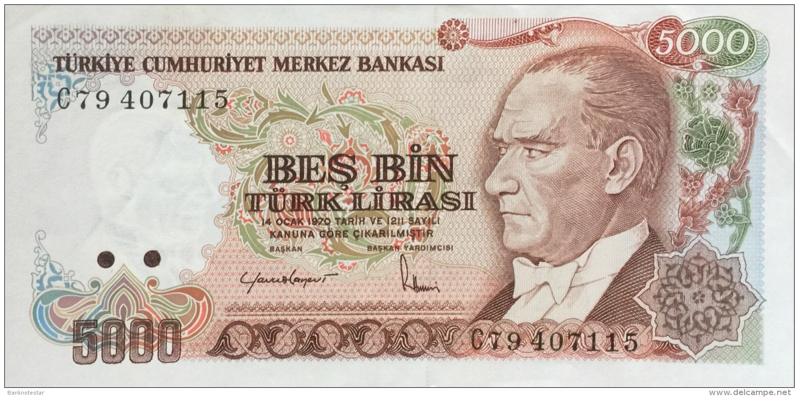 Turkey 5.000 Lirasi, P-197 (1985) - EF/XF - Türkei