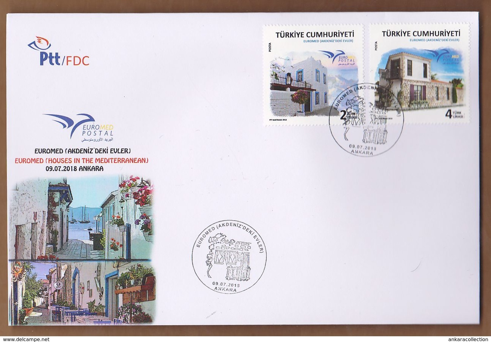 AC - TURKEY FDC - EUROMED HOUSES IN THE MEDITERRANEAN EUROMED POSTAL ANKARA, 09 JULY 2018 - FDC