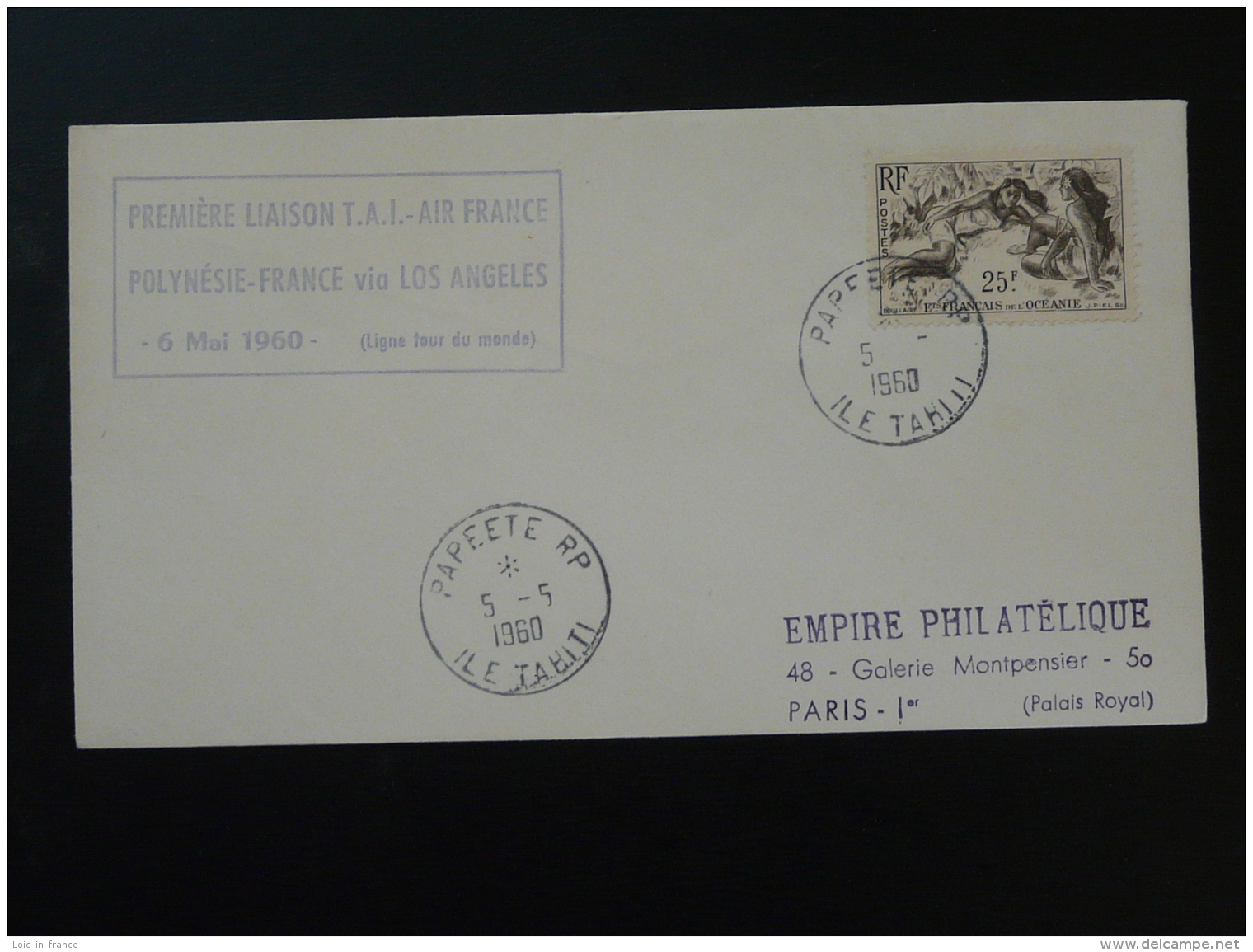 Lettre Premier Vol First Flight Cover Tahiti Polynesie Los Angeles Liaison TAI 1960 - Lettres & Documents