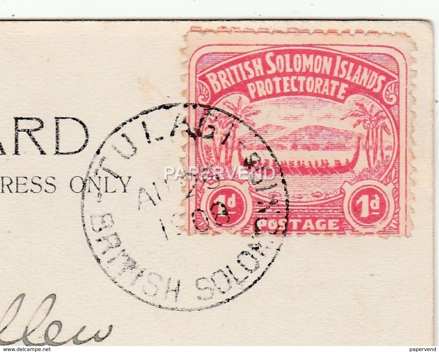 TONGA Native Girls & House Post Used 1908 Tulagi, British Solomon Island Stamp  Opi15 - Tonga