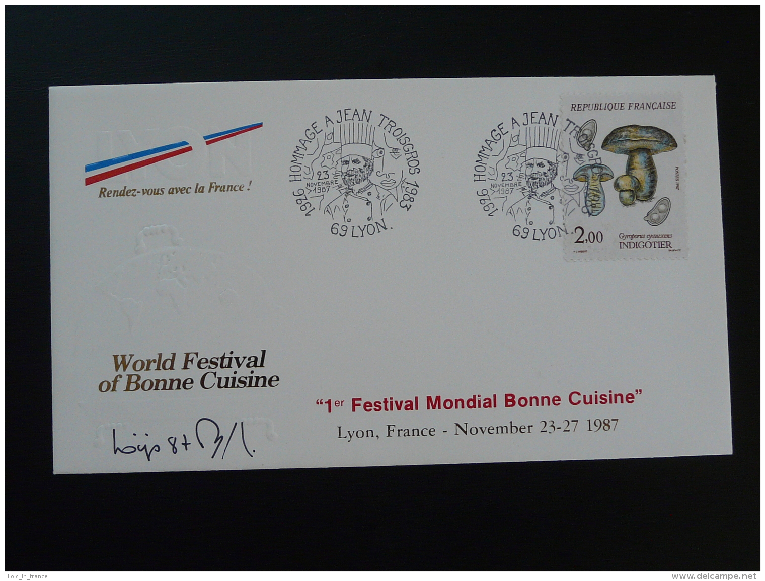 FDC Lettre Cover Festival Mondial Cuisine Gastronomy Lyon 1987 - Alimentazione