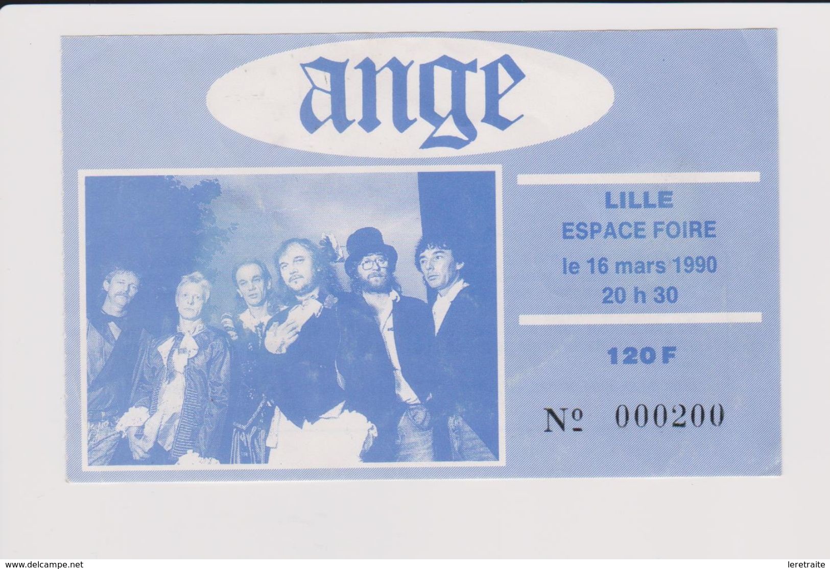 Concert ANGE 16 Mars 1990 Lille. - Tickets De Concerts