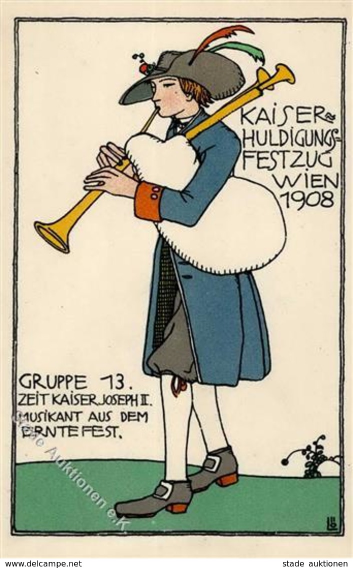 Wiener Werkstätte Nr. 179 Kaiser Huldigungs Festzug Wien 1908 Sign. Löffler, Bertold I- - Sin Clasificación