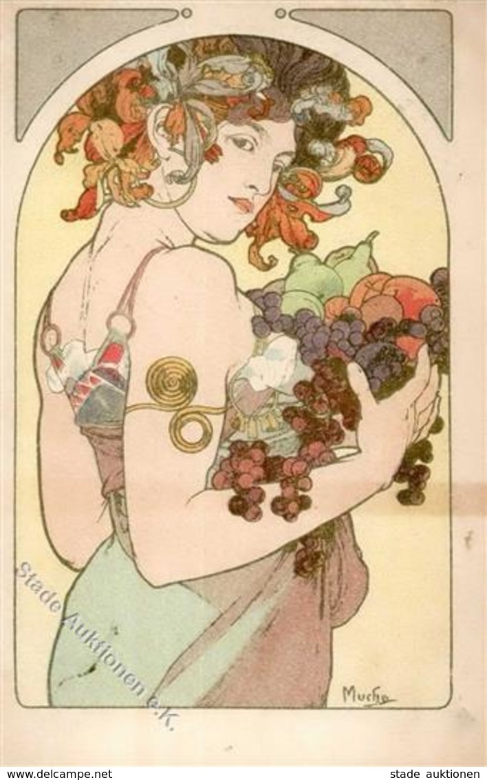 Mucha, Alfons Frau Obst Jugendstil I-II (RS Abschürfung) Art Nouveau - Mucha, Alphonse