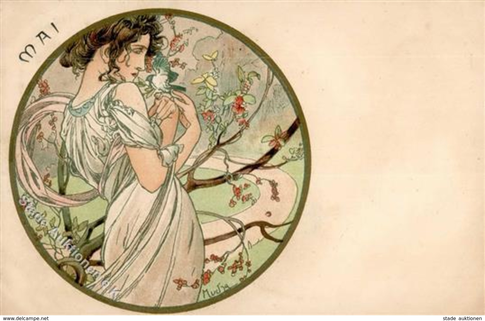 Mucha, Alfons Mai Künstler-Karte I-II (fleckig) - Mucha, Alphonse