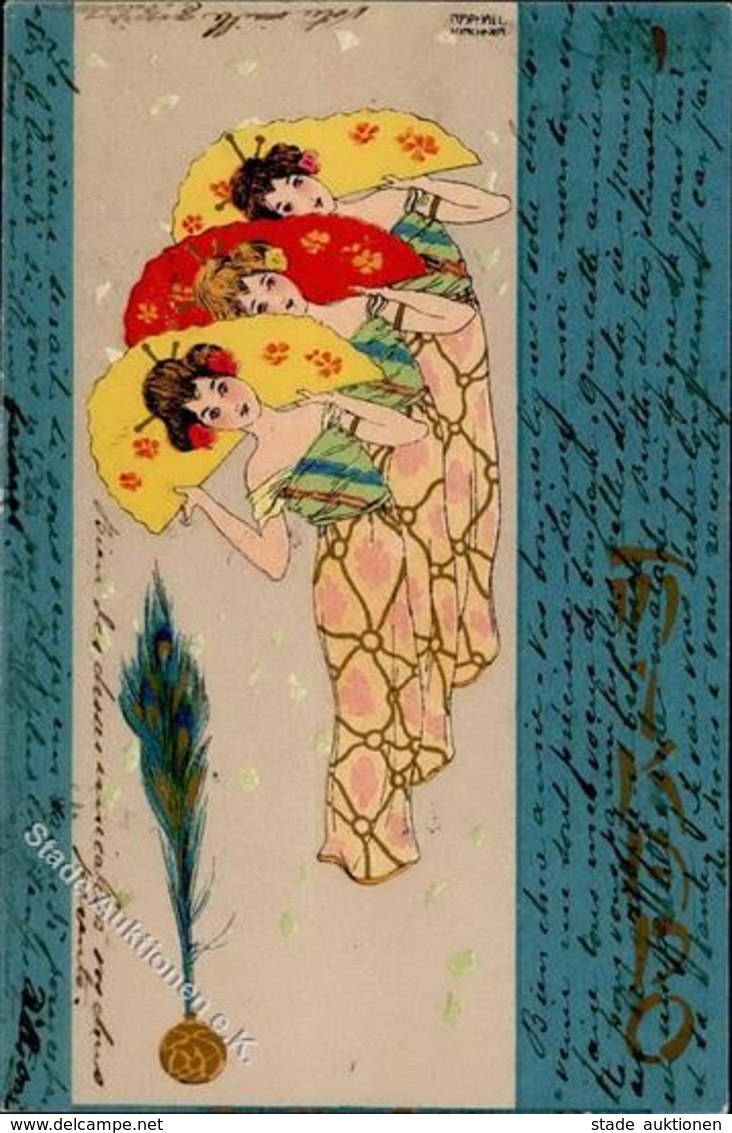 Kirchner, R. Mikado Geishas Künstlerkarte 1901 I-II - Kirchner, Raphael