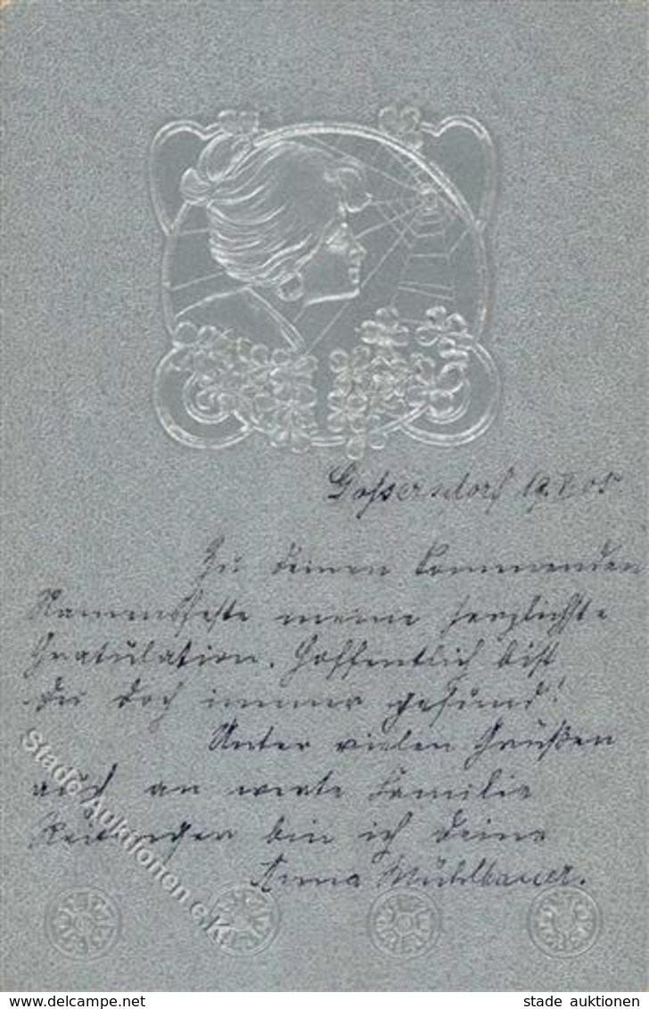 Jugendstil Frau Kirchner Stil Prägedruck 1905 I-II Art Nouveau - Non Classificati