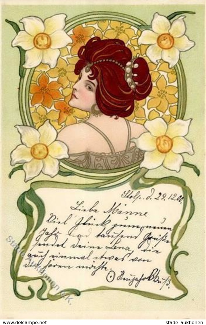 Jugendstil Frau Künstler-Karte 1900 I-II Art Nouveau - Ohne Zuordnung