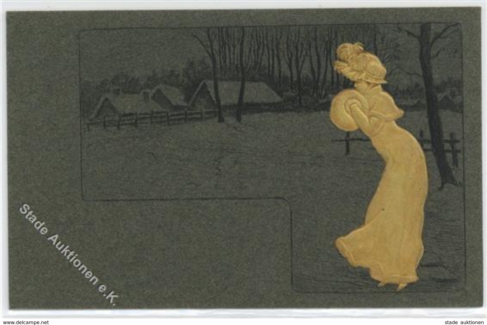 Jugendstil Frau Winter  Prägedruck I-II Art Nouveau - Ohne Zuordnung