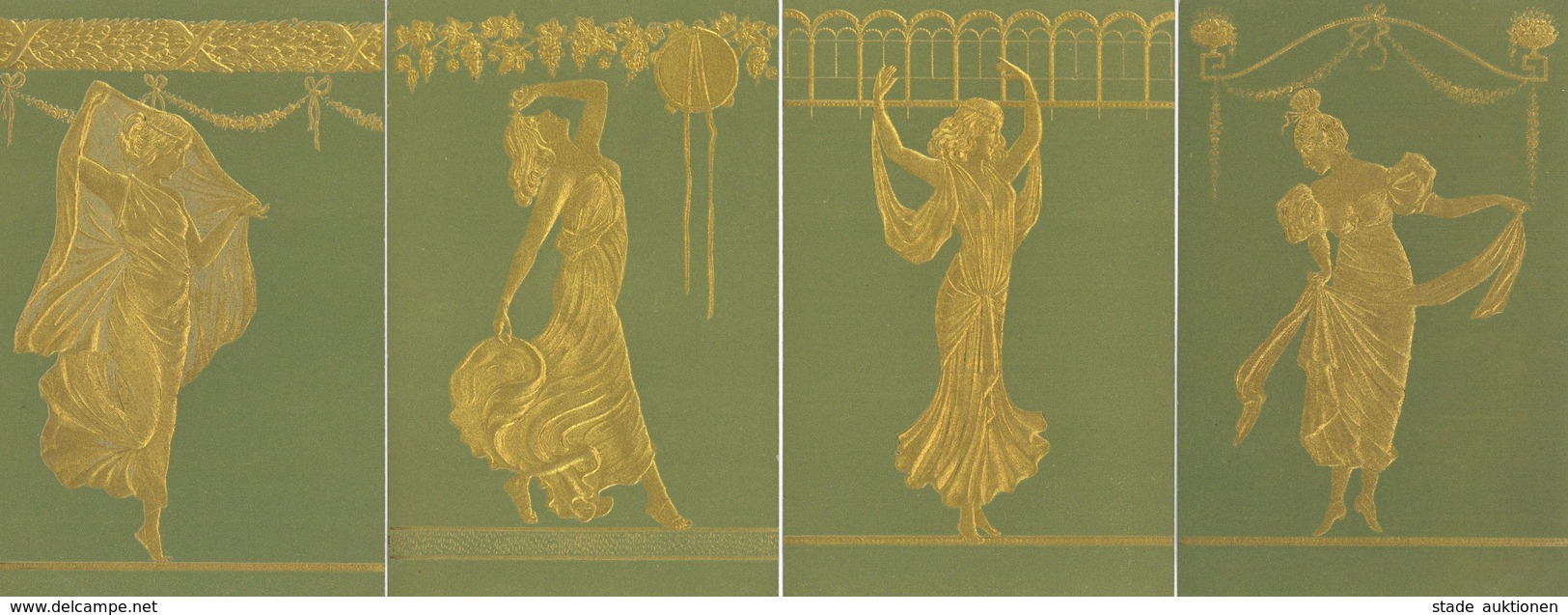 Jugendstil Frauen 4'er Set Präge-Karten I-II Art Nouveau Femmes - Ohne Zuordnung