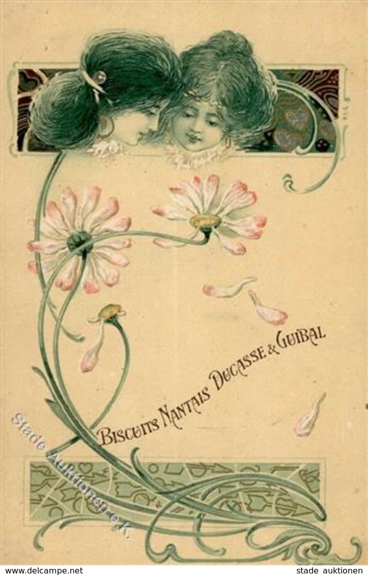 Jugendstil Frauen Biscuits Nantais Ducasse & Guibal Künstlerkarte I-II Art Nouveau Femmes - Non Classificati