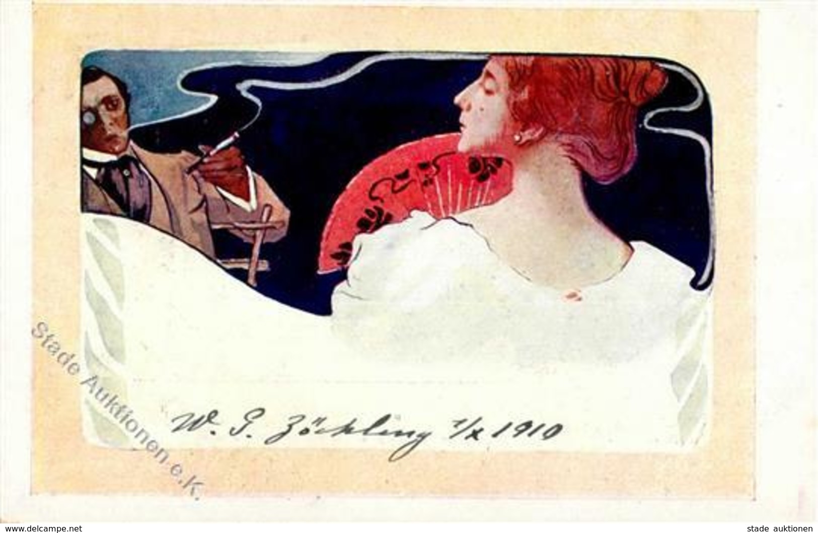 Jugendstil Poesie / Liebe Rauchen Künstlerkarte I-II Art Nouveau - Ohne Zuordnung