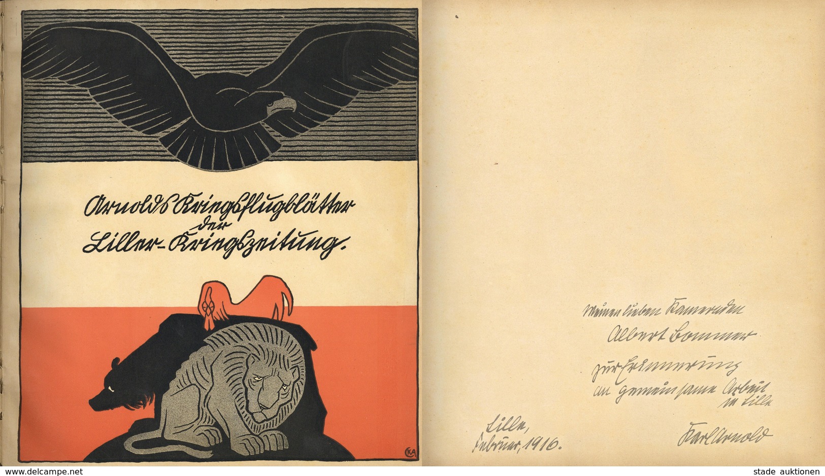 Arnold, Karl Karikaturenbuch Arnolds Kriegsflugblätter Der Liller Kriegszeitung Mit Handschriftlicher Widmung 1916 I-II - Non Classificati