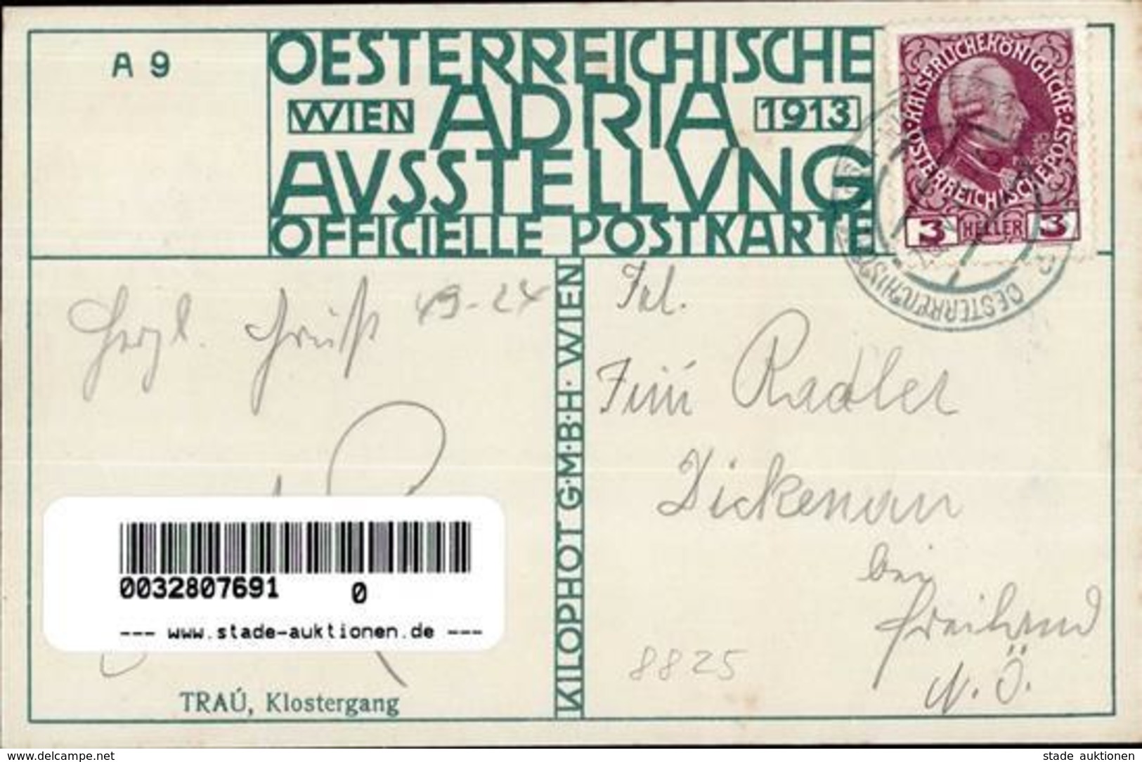 Kalmsteiner, H. Klostergang Adria Ausstellung Künstlerkarte 1913 I-II Expo - Ohne Zuordnung