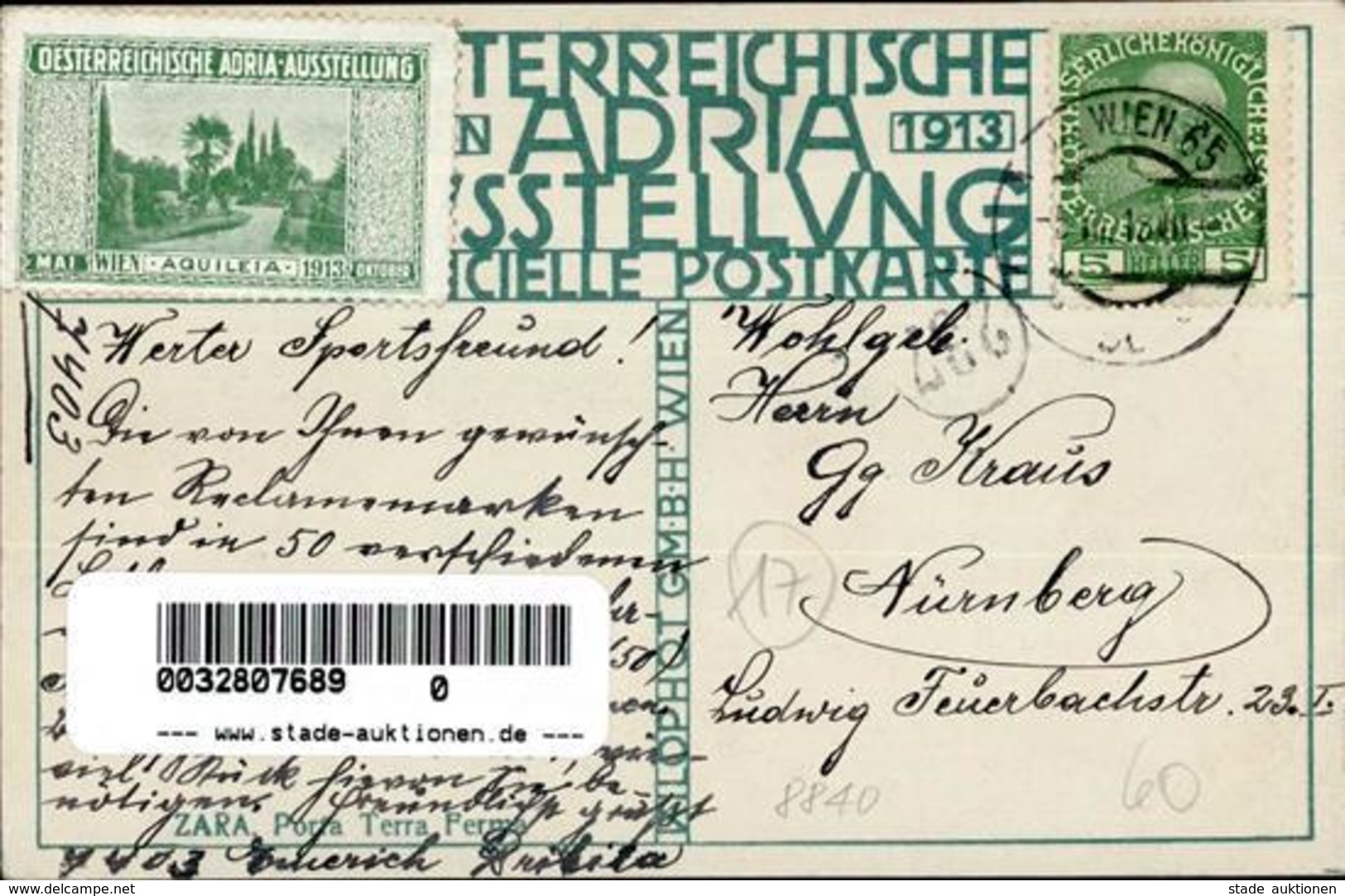 Kalmsteiner, H. Porta Terra Ferma Adria Ausstellung Künstlerkarte 1913 I-II Expo - Ohne Zuordnung
