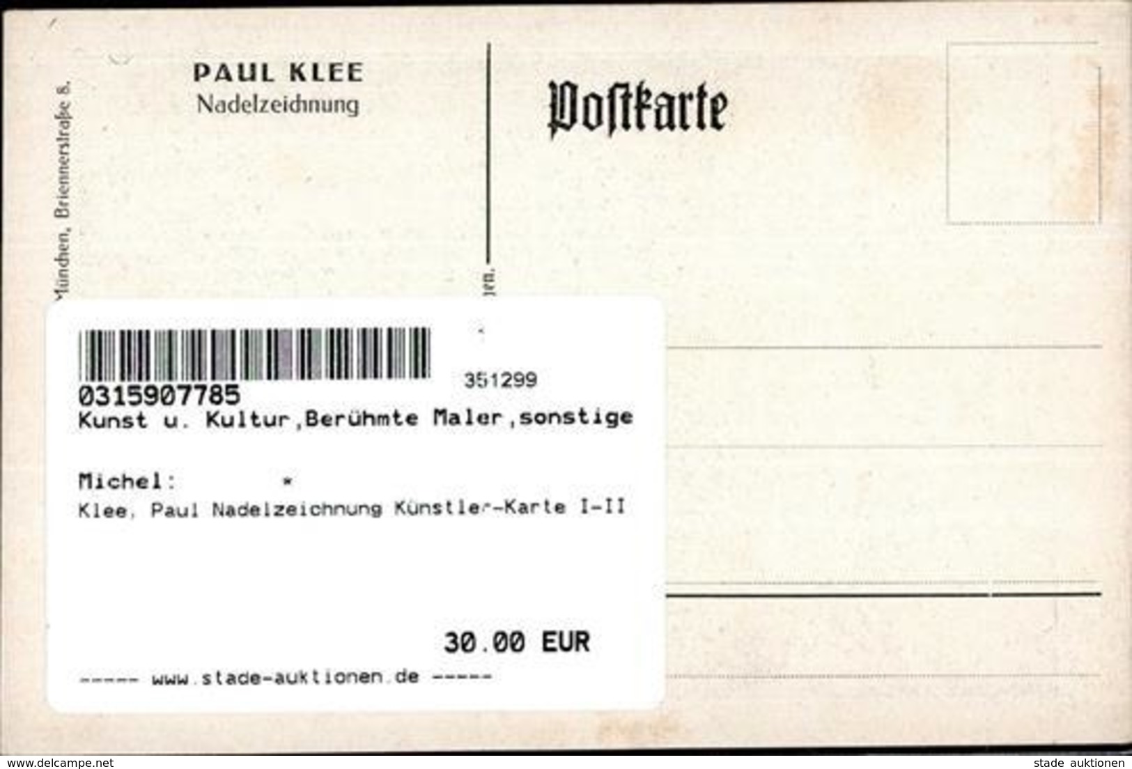 Klee, Paul NEUE KUNST Hans Goltz Nadelzeichnung I-II - Ohne Zuordnung