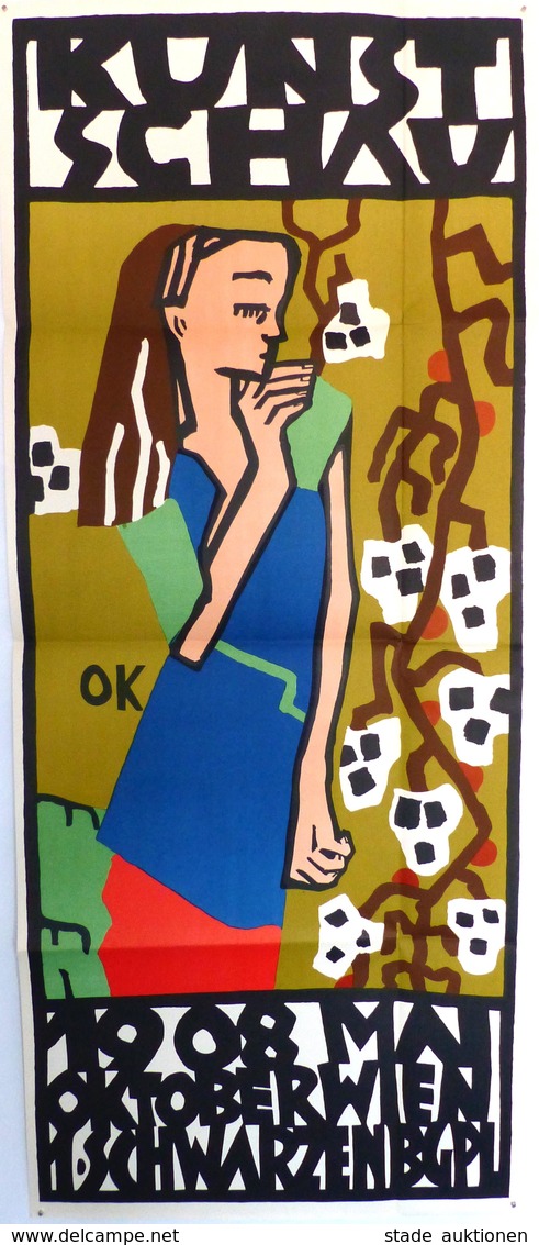 Kokoschka, Oskar Plakat  Ca. 94 X 40 Cm Kunstschau 1908 Wien VEB Verlag Der Kunst Dresden 1965 I-II - Ohne Zuordnung