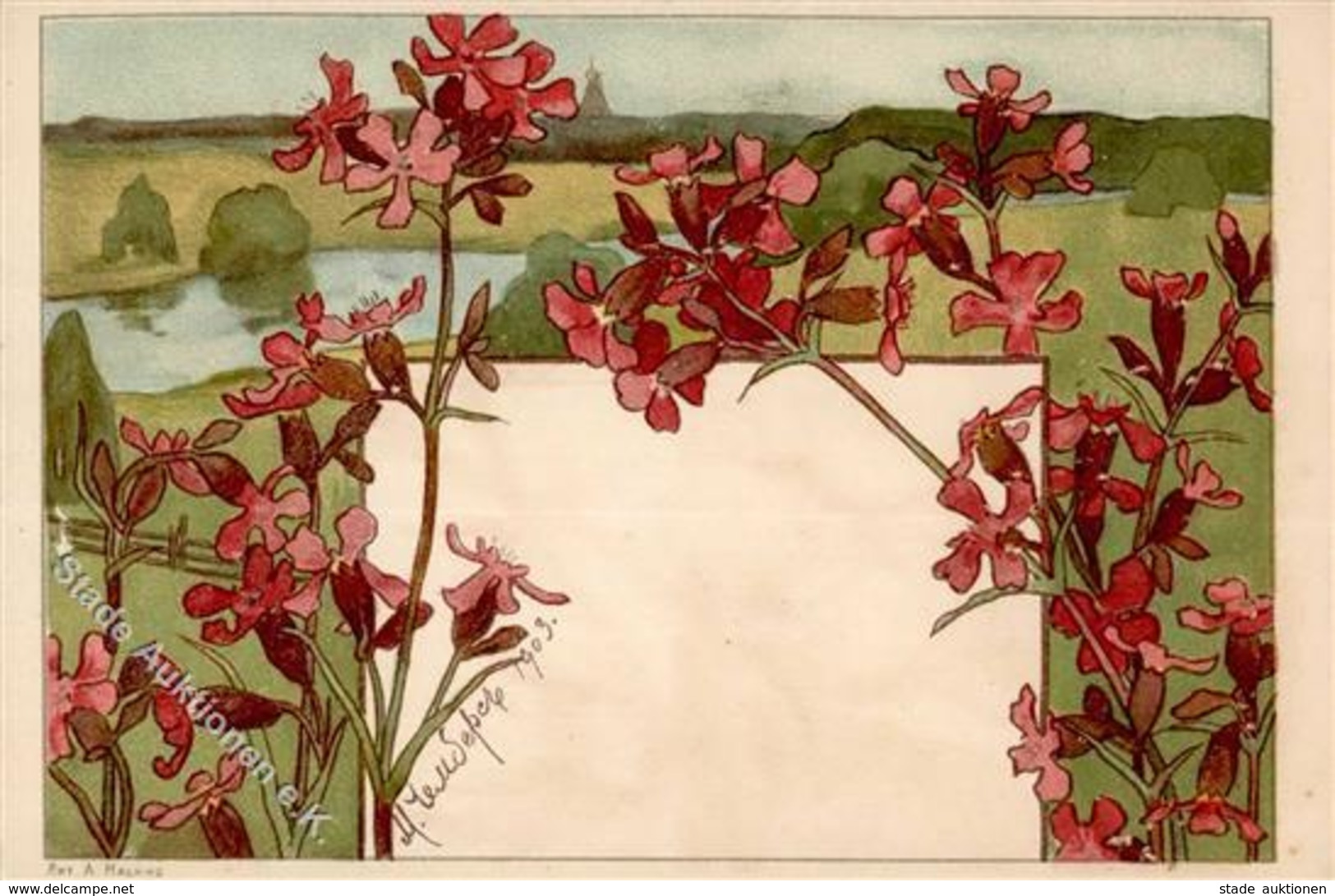 Kunst Russland Jugendstil Blumen  Künstlerkarte I-II Art Nouveau - Ohne Zuordnung
