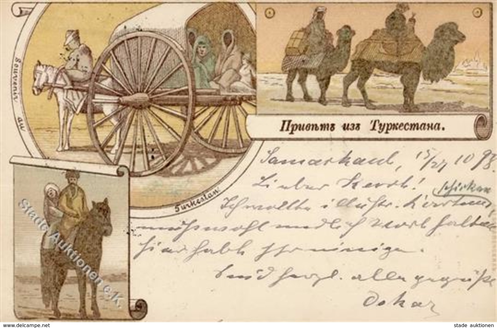 Kunst Russland Kamel Reiter Lithographie 1898 I- - Ohne Zuordnung