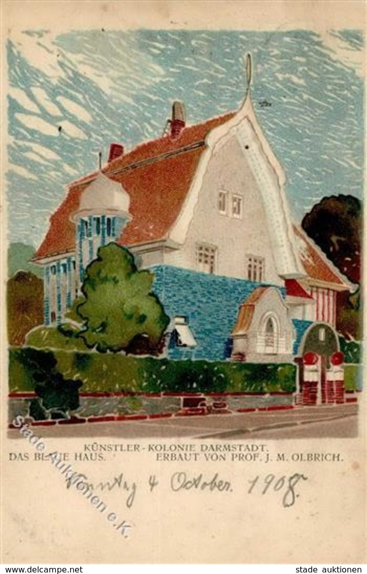 Kunstgeschichte Darmstadt Das Blaue Haus Prof. J. M. Olbrich 1908 Künstler-Karte I-II (Aufbrauchsaufgabe) - Christiansen