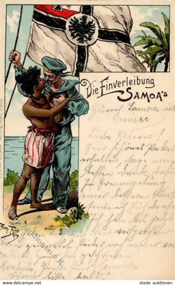 Thiele, Arthur Die Einverleibung Samoas Künstler-Karte 1901 I-II (Marke Entfernt) - Thiele, Arthur