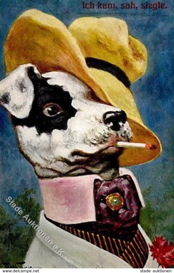 Thiele, Arthur Hund Personifiziert1907 Künstler-Karte I-II Chien - Thiele, Arthur