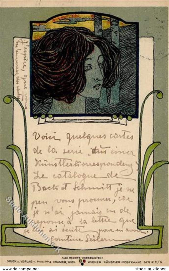 Philipp & Kramer Frau Jugendstil Künstlerkarte 1900 I-II (fleckig) Art Nouveau - Non Classificati
