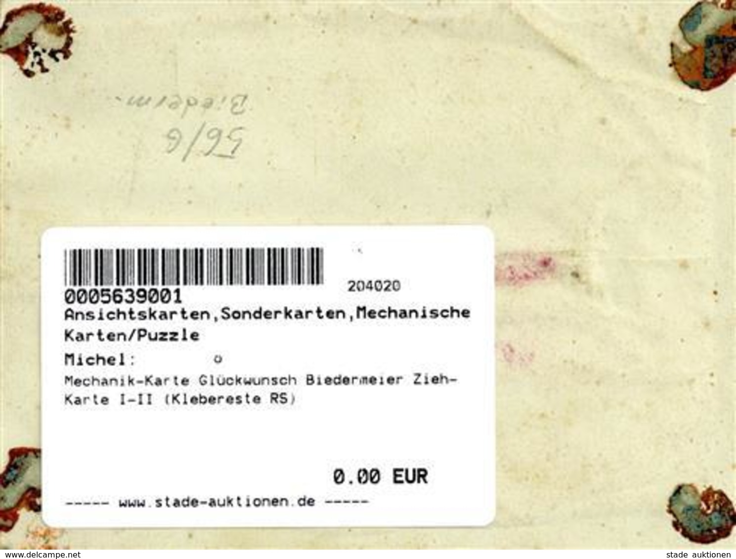 Mechanik-Karte Glückwunsch Biedermeier Zieh-Karte I-II (Klebereste RS) - Non Classificati