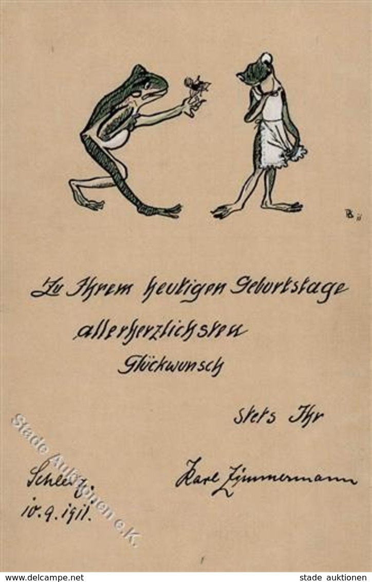 Handgemalt Frösche Personifiziert Sign. Zimmermann, Karl Künstlerkarte 1911 I-II (keine Ak-Einteilung) Peint à La Main - Zonder Classificatie