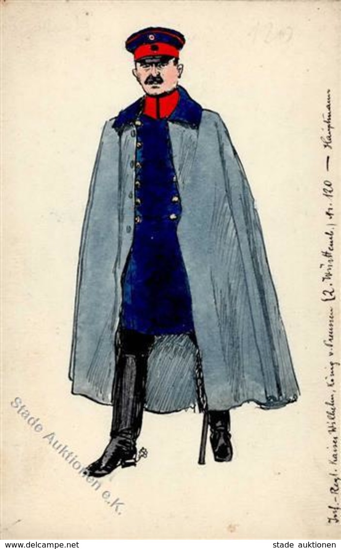 Handgemalt Inf. Regiment Kaiser Wilhelm König Von Preußen (2. Württ.)  Nr. 120  Künstlerkarte I-II (keine Ak-Einteilung) - Non Classificati