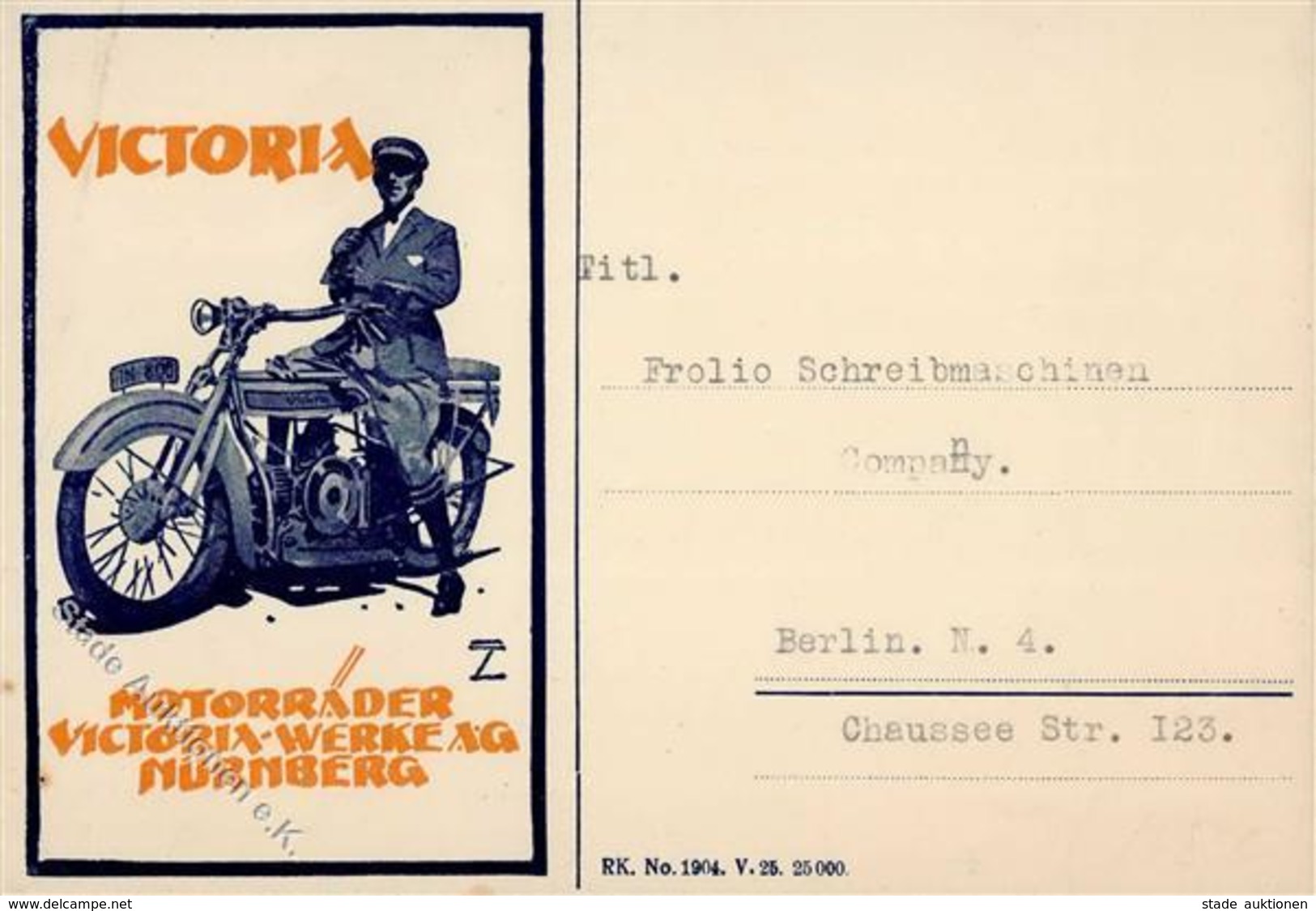 Hohlwein, L. Motorräder Victoria  Künstlerkarte I-II (fleckig) - Hohlwein, Ludwig
