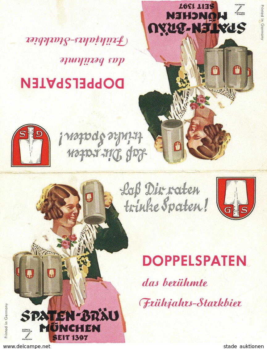 Hohlwein, Ludwig Bier Spaten Bräu Doppelspaten München Klapp-Karte I-II Bière - Hohlwein, Ludwig
