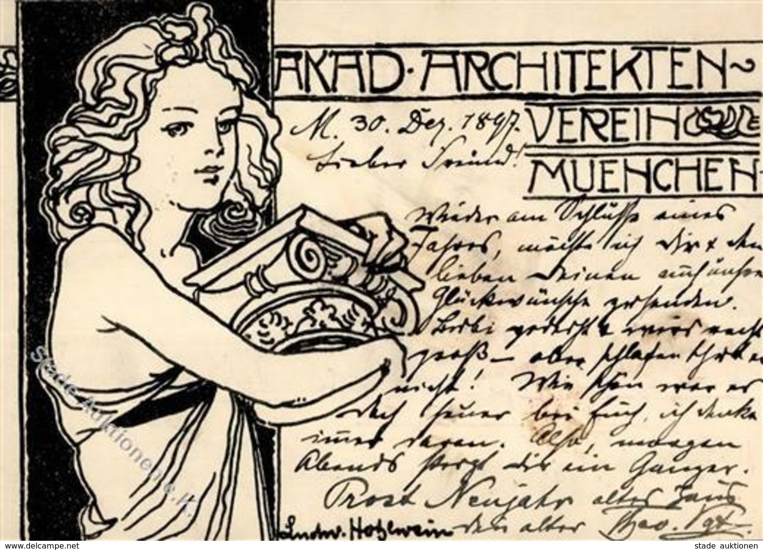 Hohlwein, Ludwig Original Unterschrift 1897 I-II (Marke Entfernt, Stauchung) - Hohlwein, Ludwig