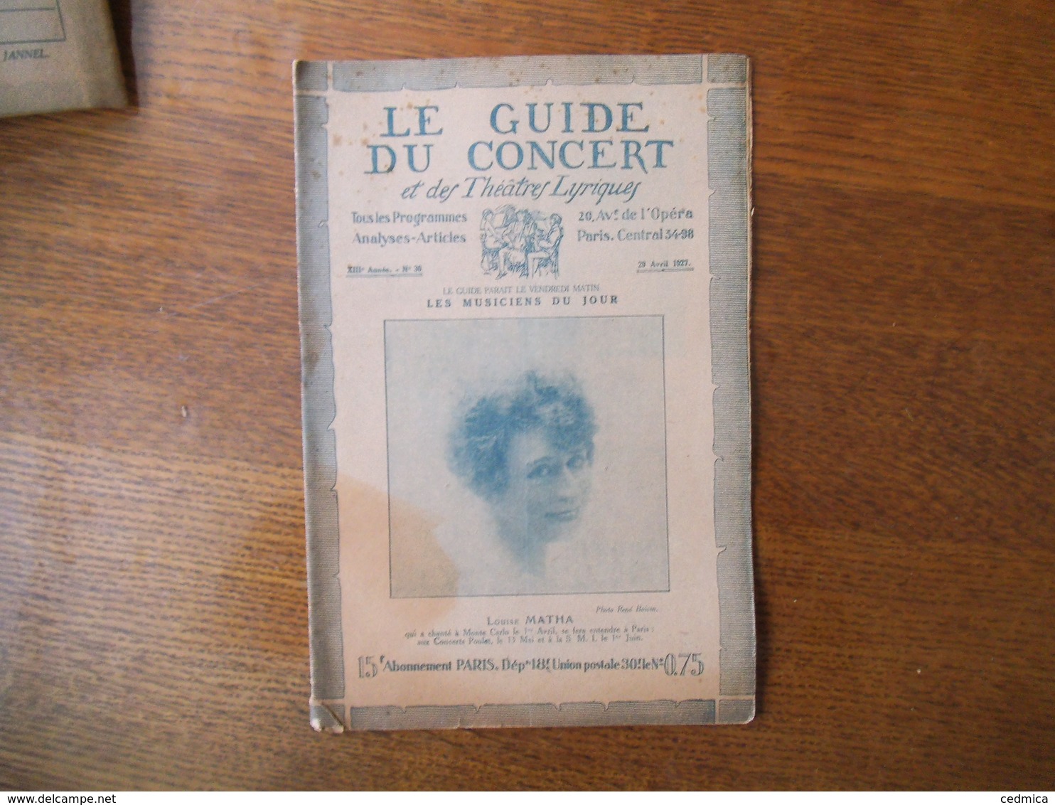 LE GUIDE DU CONCERT 29 AVRIL 1927 LOUISE MATHA,MADELEINE DE VALMALETE,LA MUSIQUE AU JAPON,CONCERTS,PUBLICITES... - Autres & Non Classés