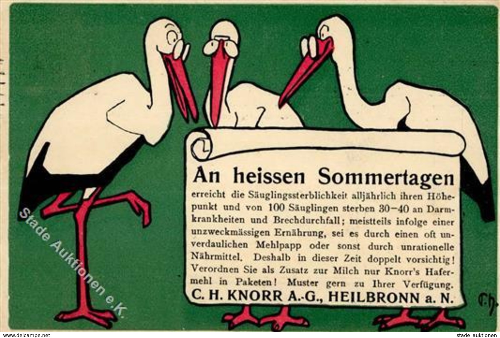 HEILBRONN - KNORR A.G - Storchen-Litho Sign. Künstlerkarte I-II - Pubblicitari