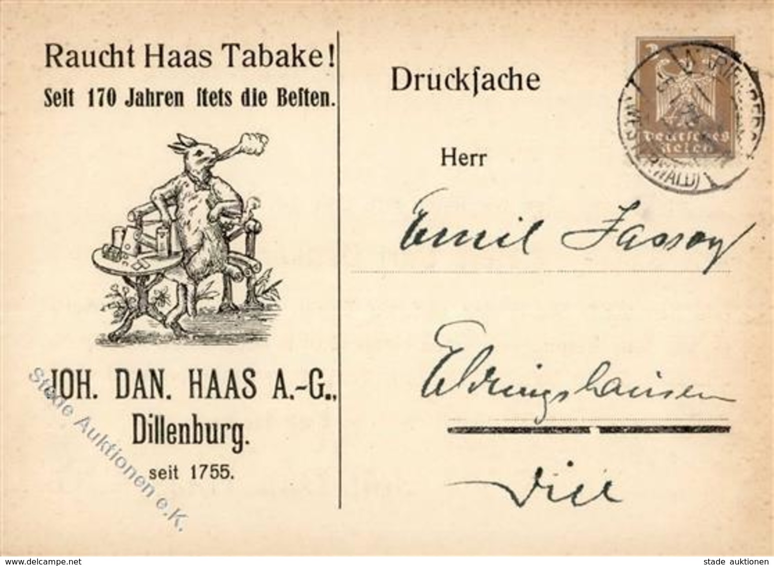 RAUCHEN - DILLENBURG - Raucht HAAS TABAKE I-II - Pubblicitari