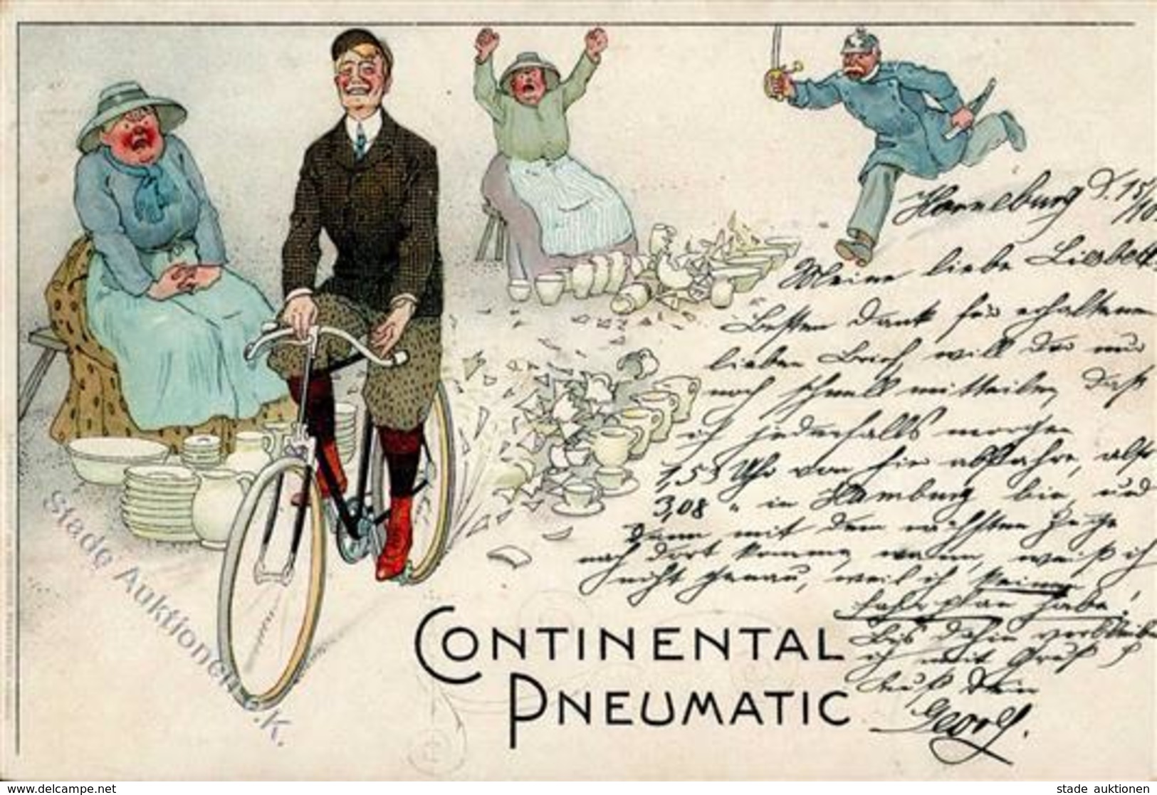 Continental Fahrrad Lithographie 1903 I-II Cycles - Pubblicitari