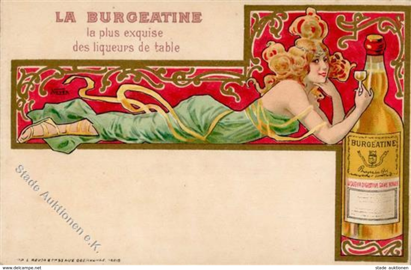 Alkoholwerbung La Burgeatine Likör Sign. Nover Künstlerkarte I-II - Pubblicitari